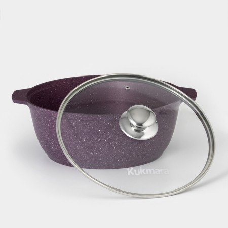 Trendy Style, 4 L, D = 28 cm, glass cover, anti -stick coating, purple color-1
