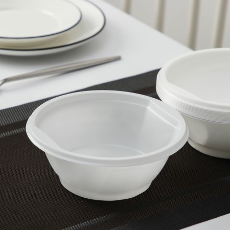 A set of plastic disposable plates for soup, 600 ml, 12 pcs, white color-3