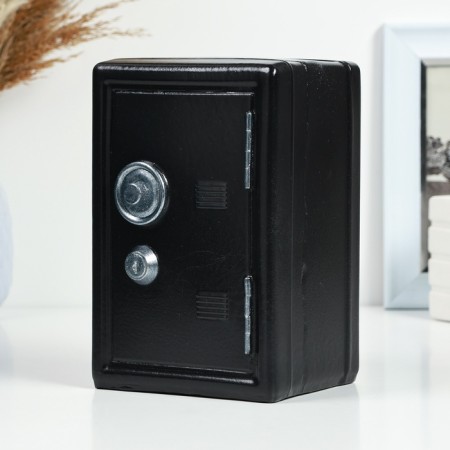 Piggy bank "safe" black, 12x10x18cm-1