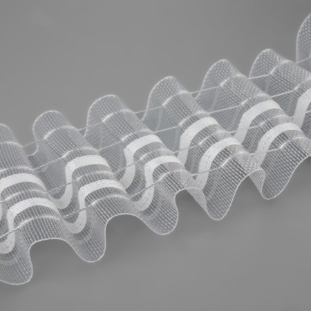 Curtain tape fixed assembly, organza, 6 cm, 50 ± 1 m, transparent/white color-2