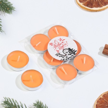 Set of candles of tea aromatic, 6 pcs, orange