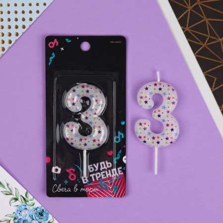Candle for the cake, number "3", 5.5 x 8 cm.-1