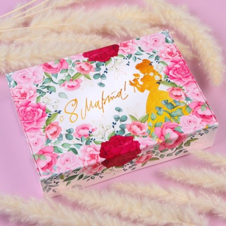 Gift box, folding "March 8" 21x15x5 cm, princesses-5