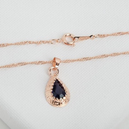 Set 3 objects: earrings, pendant, ring dimensionless “Edel” drop, dark blue color in gold, 45 cm-1