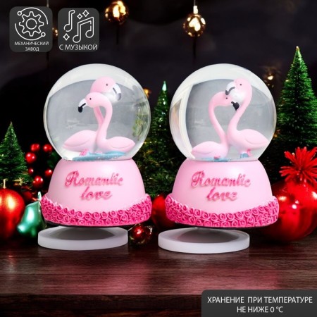 Souvenir Polystone Water Ball Music "Flamingo - Tenderness" MIX 12x8x8 cm