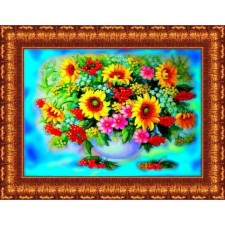 Fabric-scheme for embroidery with ribbons on the Gabardin Karolinka, 25x35 cm