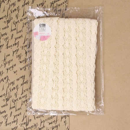 Knitted lace, 50 mm × 10 ± 1 m, beige color-3