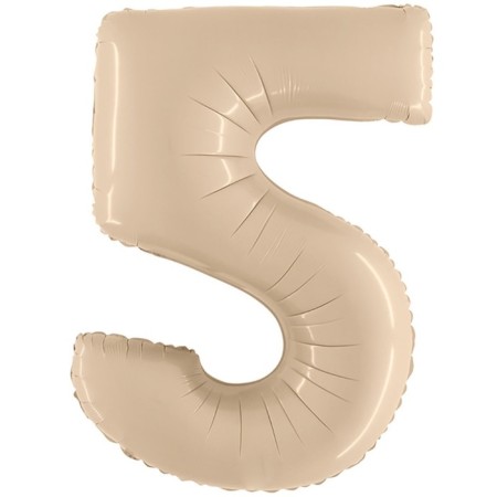Foil ball 40 "Number Five", Satin Cream