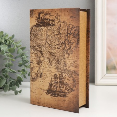 Сейф-книга дерево кожзам "Корабль в Индийском океане" 21х13х5 см-1
