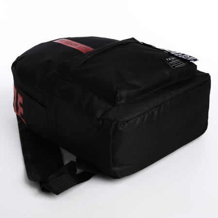 A backpack with a zipper, an outer pocket, 2 side pockets, black/red color-4