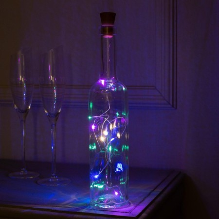 Garland "thread" 1 m dew with a cork, IP44, silver thread, 10 LED, glow of multi, solar battery-1