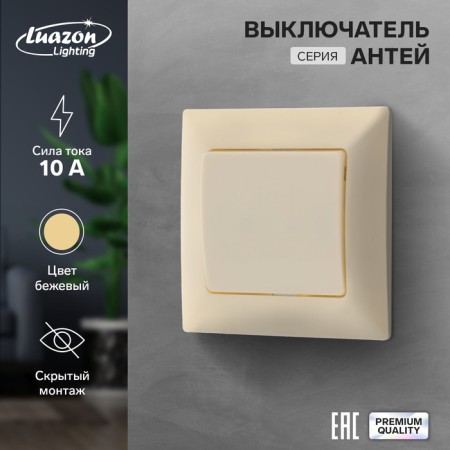 Luazon Lighting "Antei" switch, 10 A, 1 key, hidden, beige
