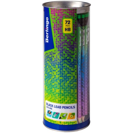 Chernographic pencil 2.2 mm Berlingo "Skyline", HB, black tree, round, sharpened, with an eraser, mix-8
