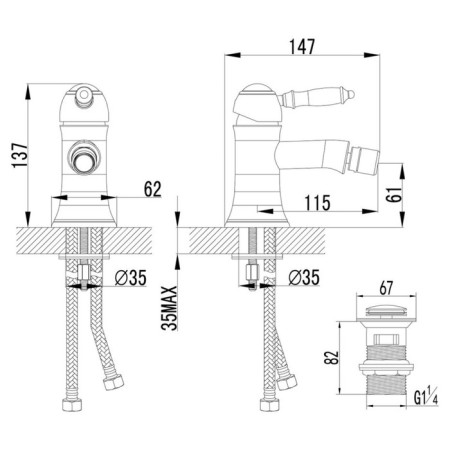 LEMARK VILLA LM4808C bidetor, single -leaf, pour 115 mm, chrome-1