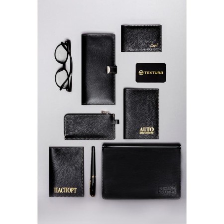 Women's wallet on the Textura button, black color-4