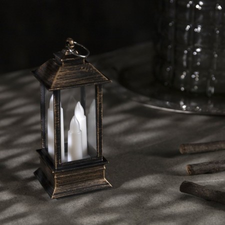 LED figure "Bronze lamp with candles" 5.5 × 13 × 5.5 cm, plastic, batteries AG13x3, glow warm white-1