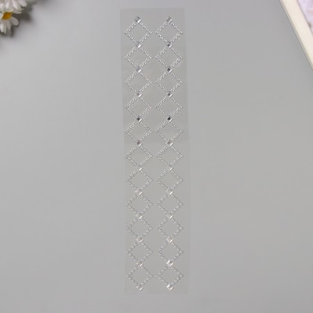 Stick plastic rhinestone "Pattering from a rhombus" silver 35x8 cm-1