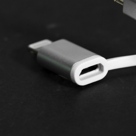 Windigo cable, 2 in 1, MicroUSB/Lightning - USB, 2 A, nylon braid, 1 m, white-3