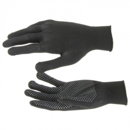 Nylon gloves, knitting class 13, with PVC dots, size 10, black