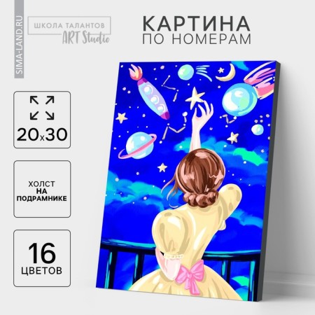 Picture on numbers on canvas with the subframe "Night Sky" 20x30 cm