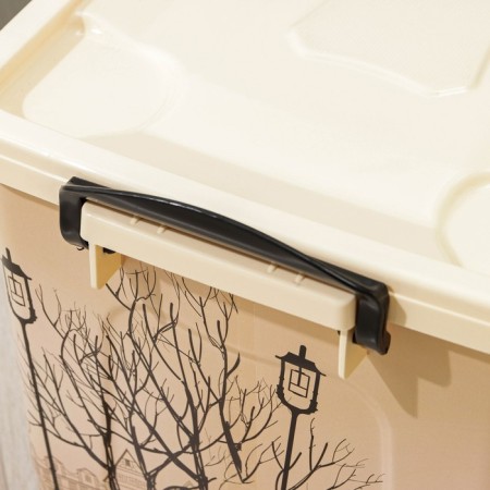 Storage container with a street cafe lid, 35 l, 50.5 × 31.5 × 28 cm, on wheels, ivory color-3