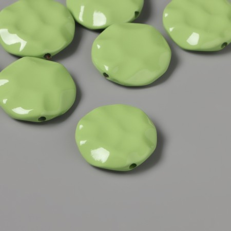 Acrylic beads for the work of the "flat crushed circle" green 2.5x2.5x0.6 cm