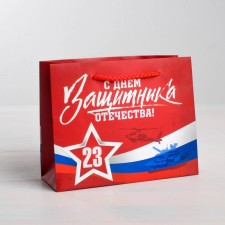 Gift Laminated horizontal package, packaging, “Happy Defender of the Fatherland Day”, l 31 x 40 x 11.5 cm