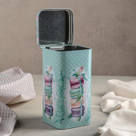 Bank with a lid for bulk products “Mint Dessert”, 1.4 l, 9 × 17 cm, rectangular, turquoise color-1
