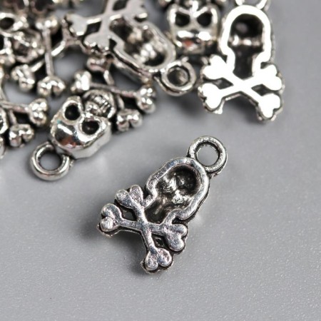 Decor for creativity Metal "Skull with bones" silver 1.3x0.8 cm-2