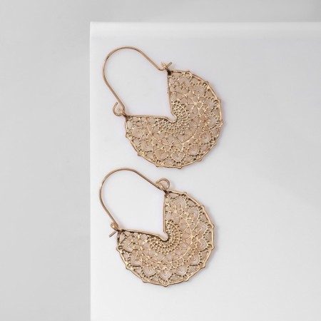 Earrings Metal "Vostok" openwork flower, color gold-1