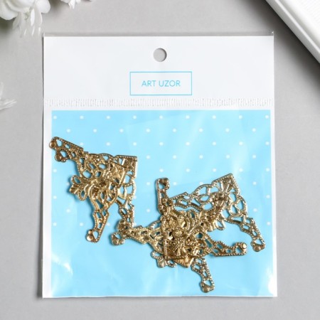 Metal "patterned corner" set set 6 pcs gold 3.5x3.5 cm-3