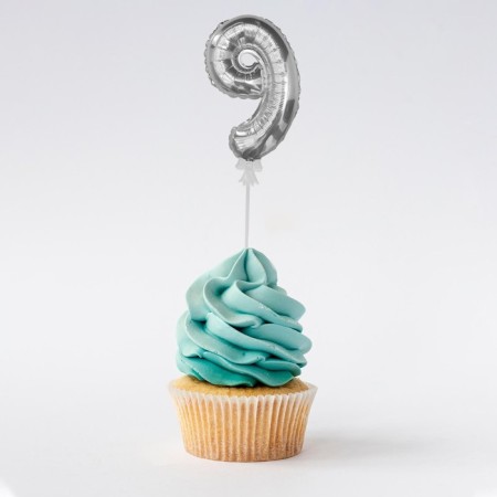 Topper number "9" - 3 "Silver