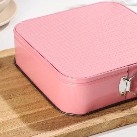 A set for baking shares, 4 objects: the form of the detective “Elin. Square ", brush, spatula, corolla, pink color-3