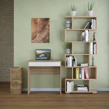 Written Nordik table with a box, 750x350x750, sonoma oak/white-3