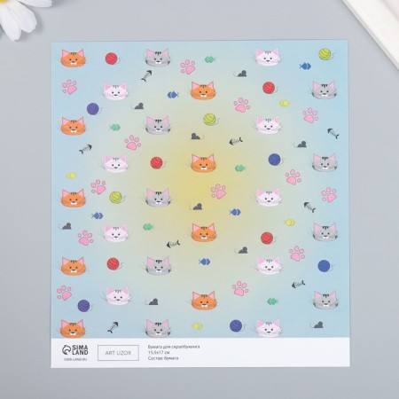 Scrapbooking paper "kittens" density 180 g 15.5x17 cm-1