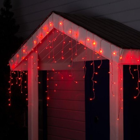 Garland "fringe" 4 × 0.6 m, IP44, transparent thread, 180 LED, red glow, 8 modes, 220 V