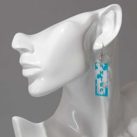 Acryl Earrings "Chiter", Blue Color-3