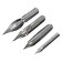 A set of feathers of pointed 4 pieces: No.: 001, 003, 004, 005 + plastic holder, "classic" Devente. Art