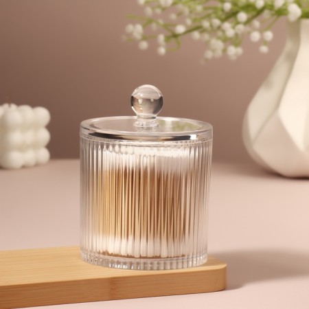 Organizer for cotton sticks, with a lid, d = 9.5 × 12 cm, transparent