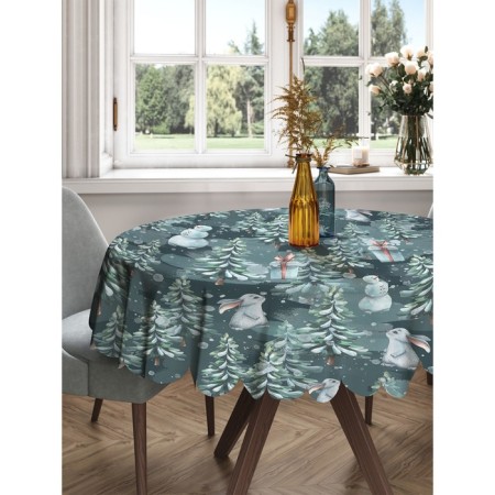 The tablecloth “Bunny in a winter fairy tale”, round, Saten, D = 150 cm