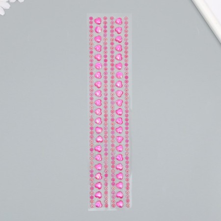 Sticker of rhinestones plastic "Hearts with microbiser" MIX 31.5x6.7 cm-2