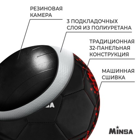Ball football minsa, PU, ​​machine stitching, 32 panels, p. 5-2