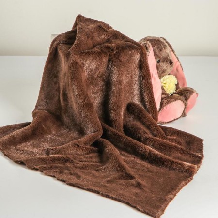 Flap for needlework, fur, knitted basis, 50 × 50 cm, dark brown color