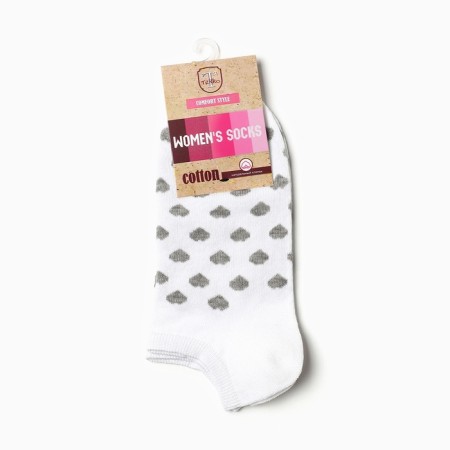 Women's hearts socks, white/gray color, rr 23-25-2
