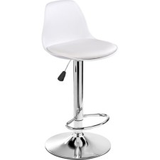Soft Soft Metal/ABS-plastic stool/eco-leather, chrome/white 38x38x82 cm