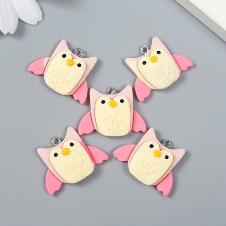 Decor for creativity plastic "Tender owl with a loop" 0.8x3x2.2 cm-2