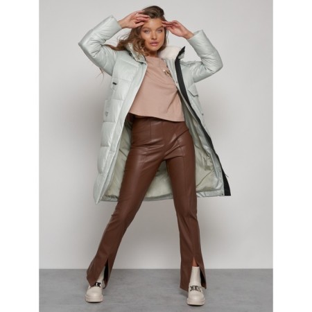 Coat insulated winter female, size 40, color light green-18