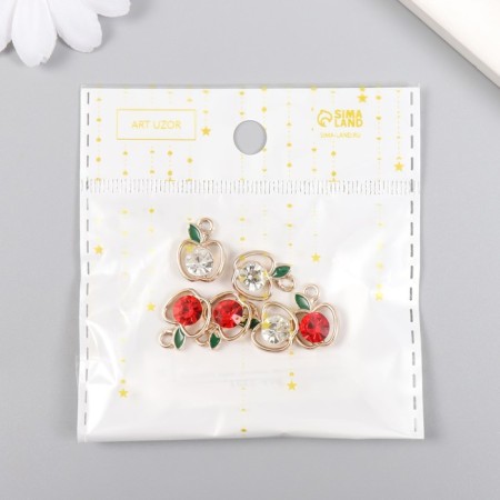 Decor for creativity metal, rhinestones, enamel "Apple" mix 1.2x1.4 cm-3
