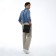 Male bag over the shoulder, Textura, artificial leather, black color