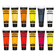 Acrylic paints 12 colors in a tube 75 ml, matte, calligrata, sunny colors